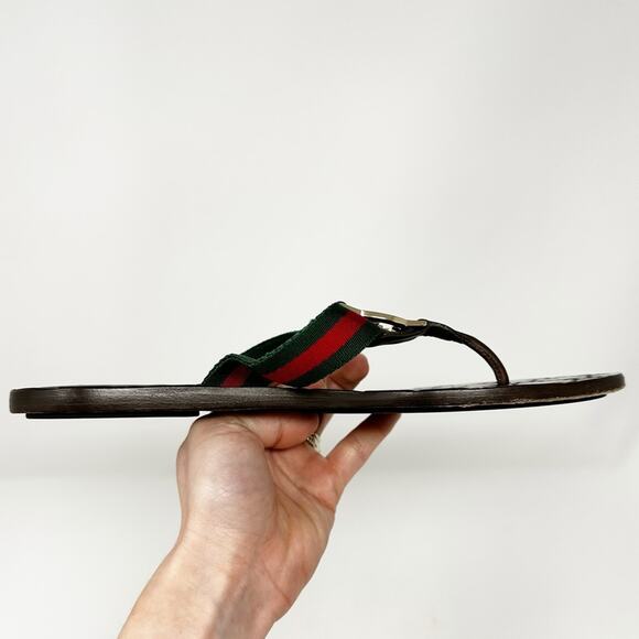 Gucci GG Thong Web Stripe Sandals Flip Flops - Picture 5 of 12